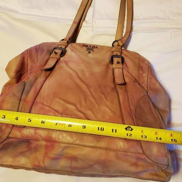Prada XL bag beige peach purple Pink Leather double handle Tote tie dyed matinee - Picture 10 of 16